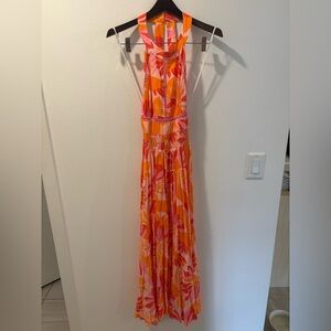 Abel the Label Anthropologie Rumi Maxi Dress Orange Pink Racer Back Sz XS